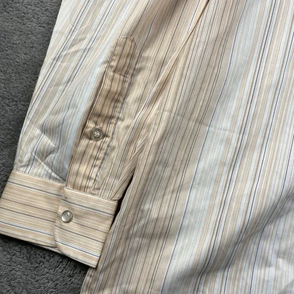 Desire Collection Long Sleeve Dress Shirt Mens Large Orange White Stripes - Picture 4 of 16